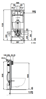 Система инсталляции для унитазов Laufen installation system 50х14 см 8.9466.1.000.000.1